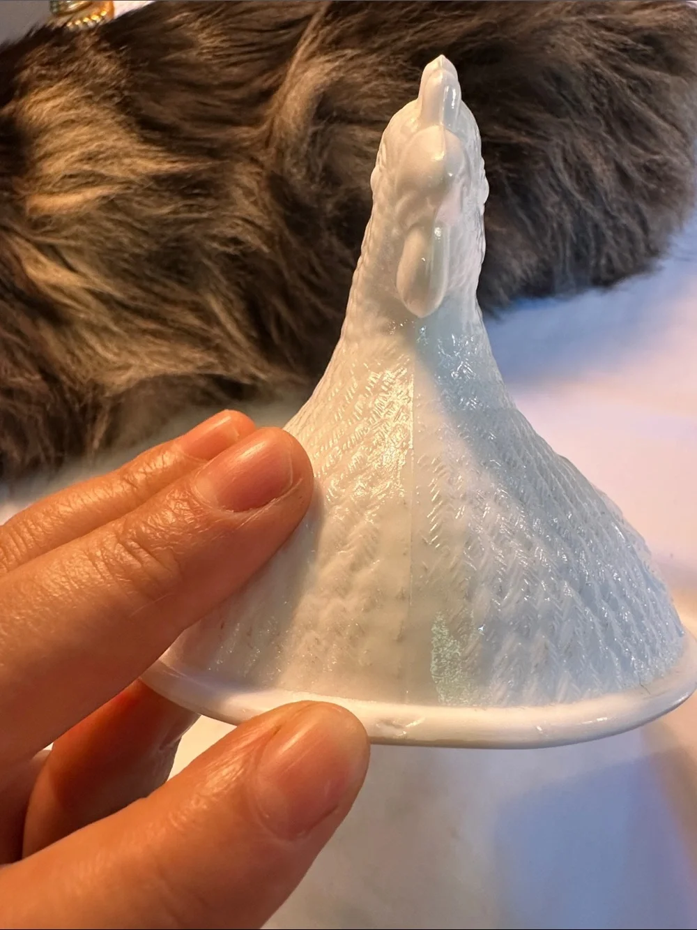 Glass milk Hen Covered Dish Decorative Serving Piece only top